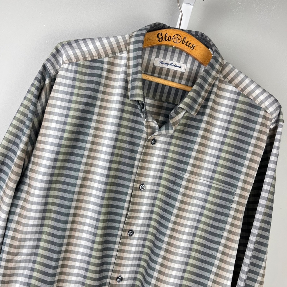 Tommy Bahama Surf Springs Stripe Shirt Mens L Button Up Cotton Silk Long Sleeve